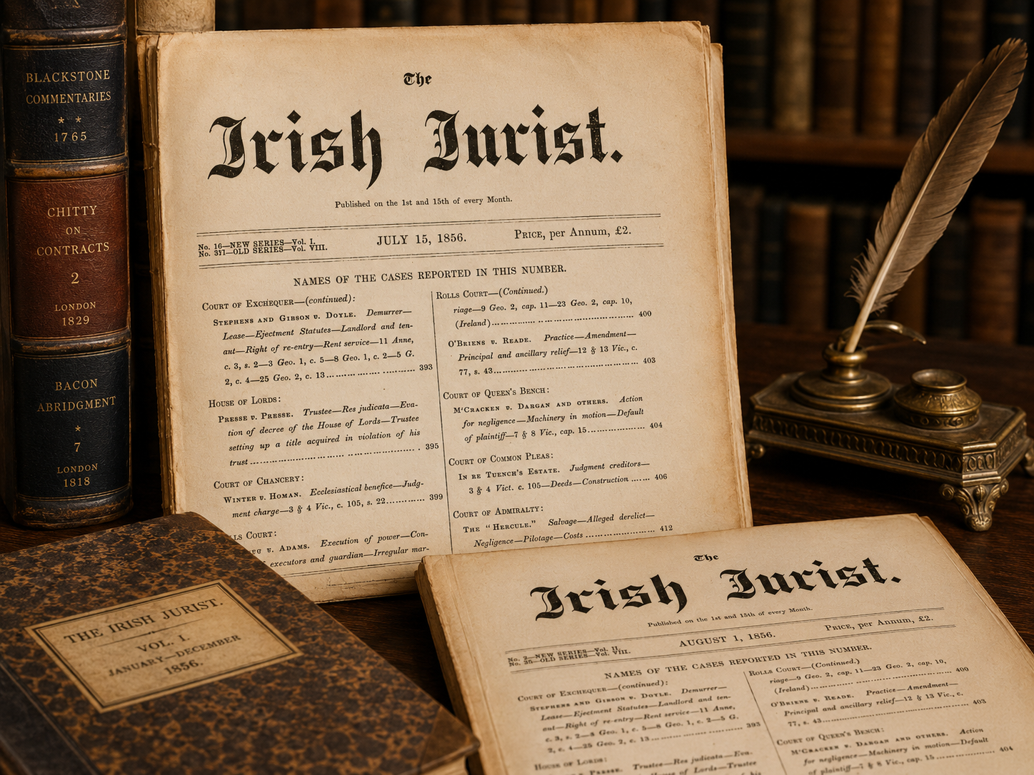 Historical Irish Jurist materials and old legal volumes